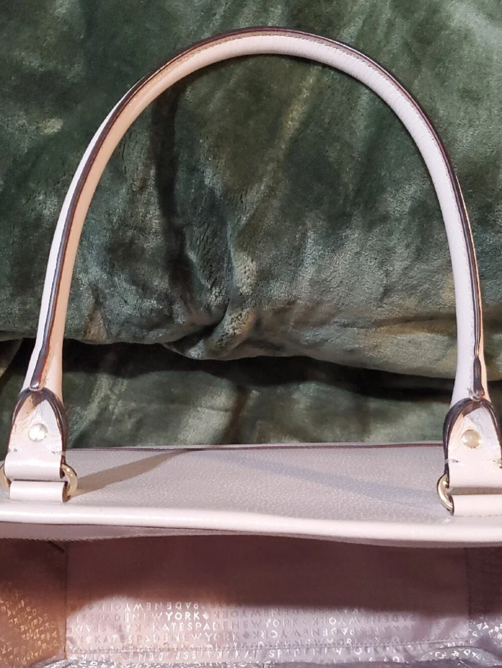 kate spade pale mauve leather tote with logo plaque